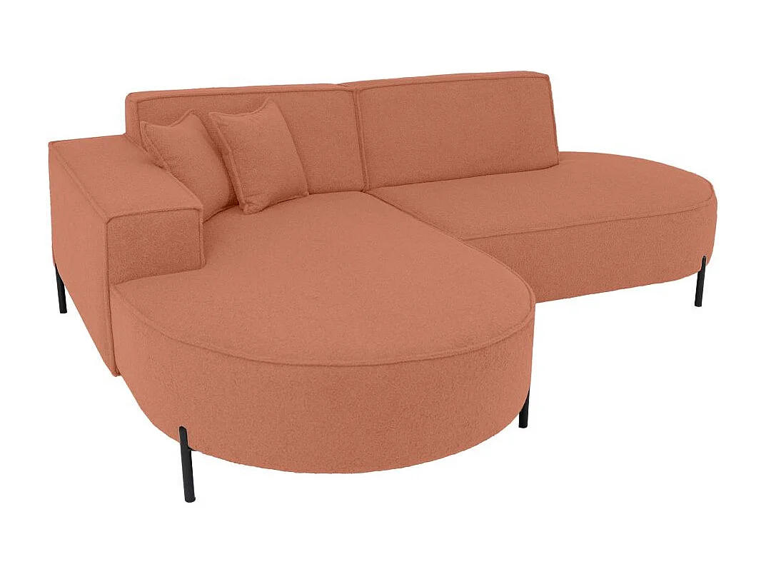 Canapé d'angle 4 places MARLON en tissu bouclette - Terracotta