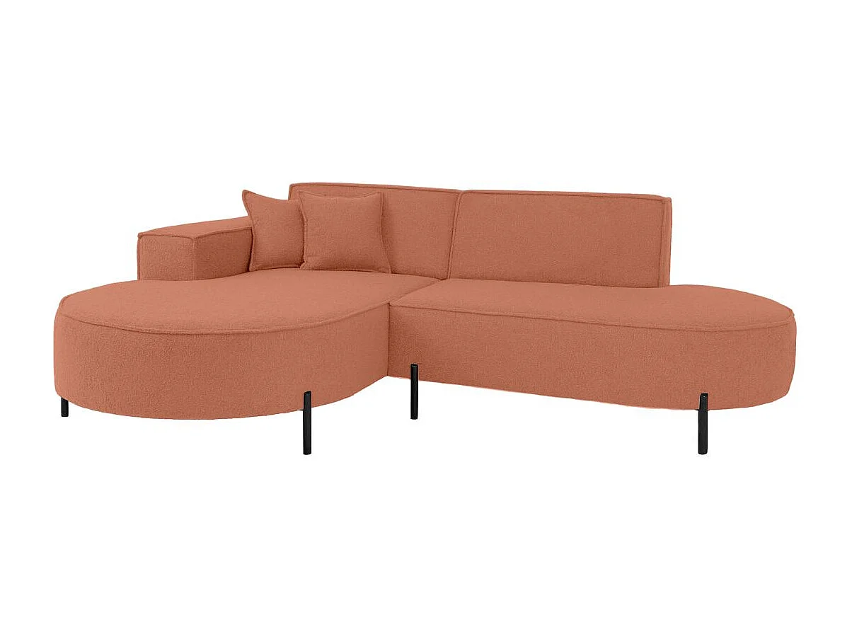 Canapé d'angle gauche 4 places MARLON en tissu bouclette - Terracotta