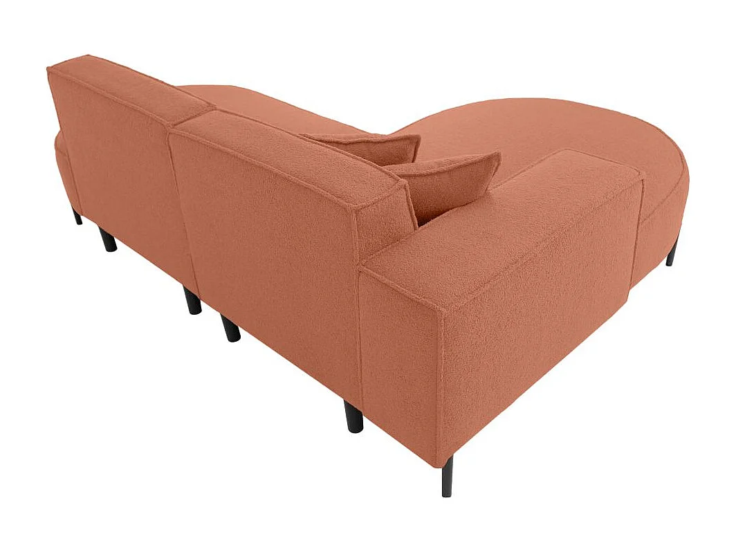 Canapé d'angle gauche 4 places MARLON en tissu bouclette - Terracotta