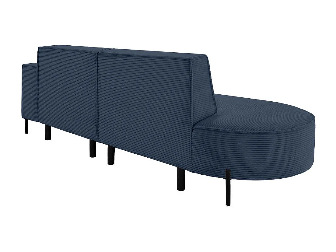 Canapé d'angle droit 4 places MARLON en velours côtelé - Bleu foncé