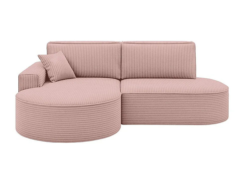 Canapé d'angle gauche convertible 4 places MARLO en velours cotelé - Rose