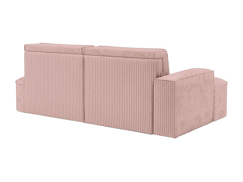 Canapé d'angle gauche convertible 4 places MARLO en velours cotelé - Rose