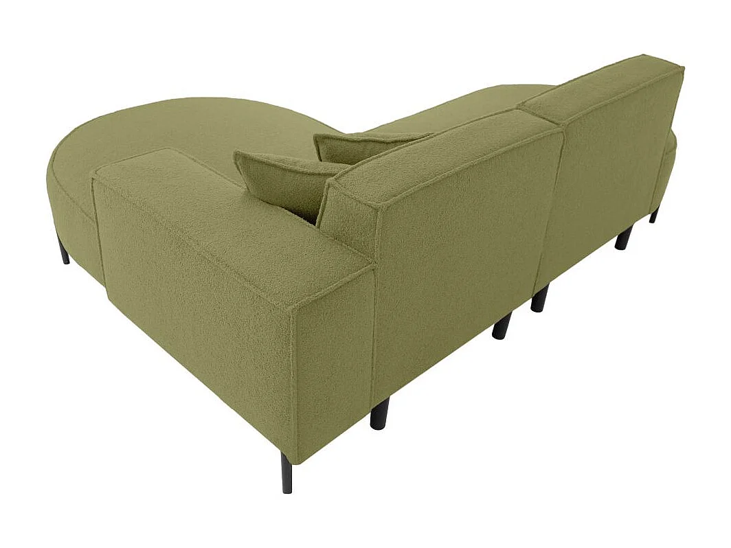 Canapé d'angle droit 4 places MARLON en tissu bouclette - Vert kaki