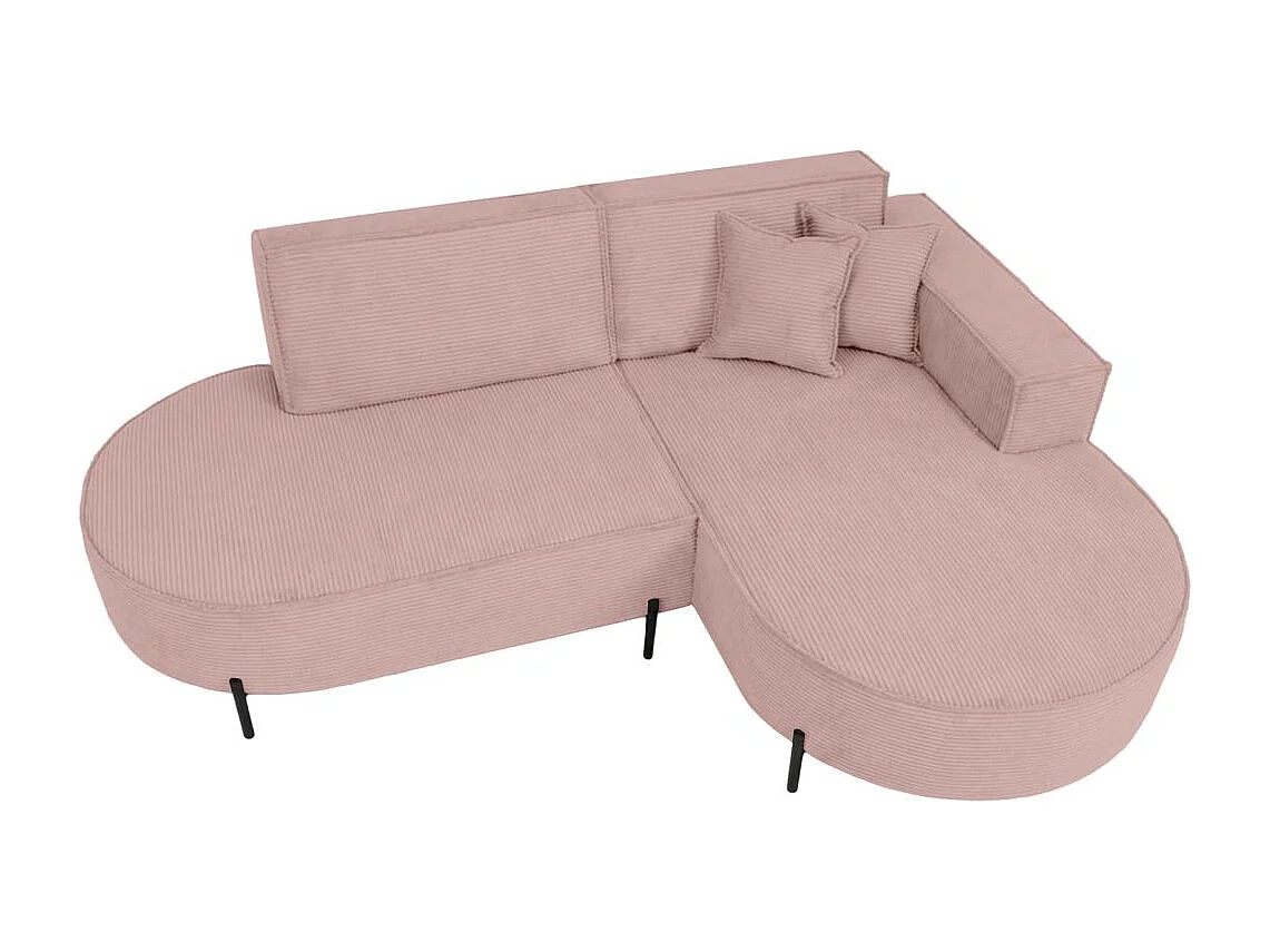 Canapé d'angle 4 places MARLON en velours côtelé - Rose