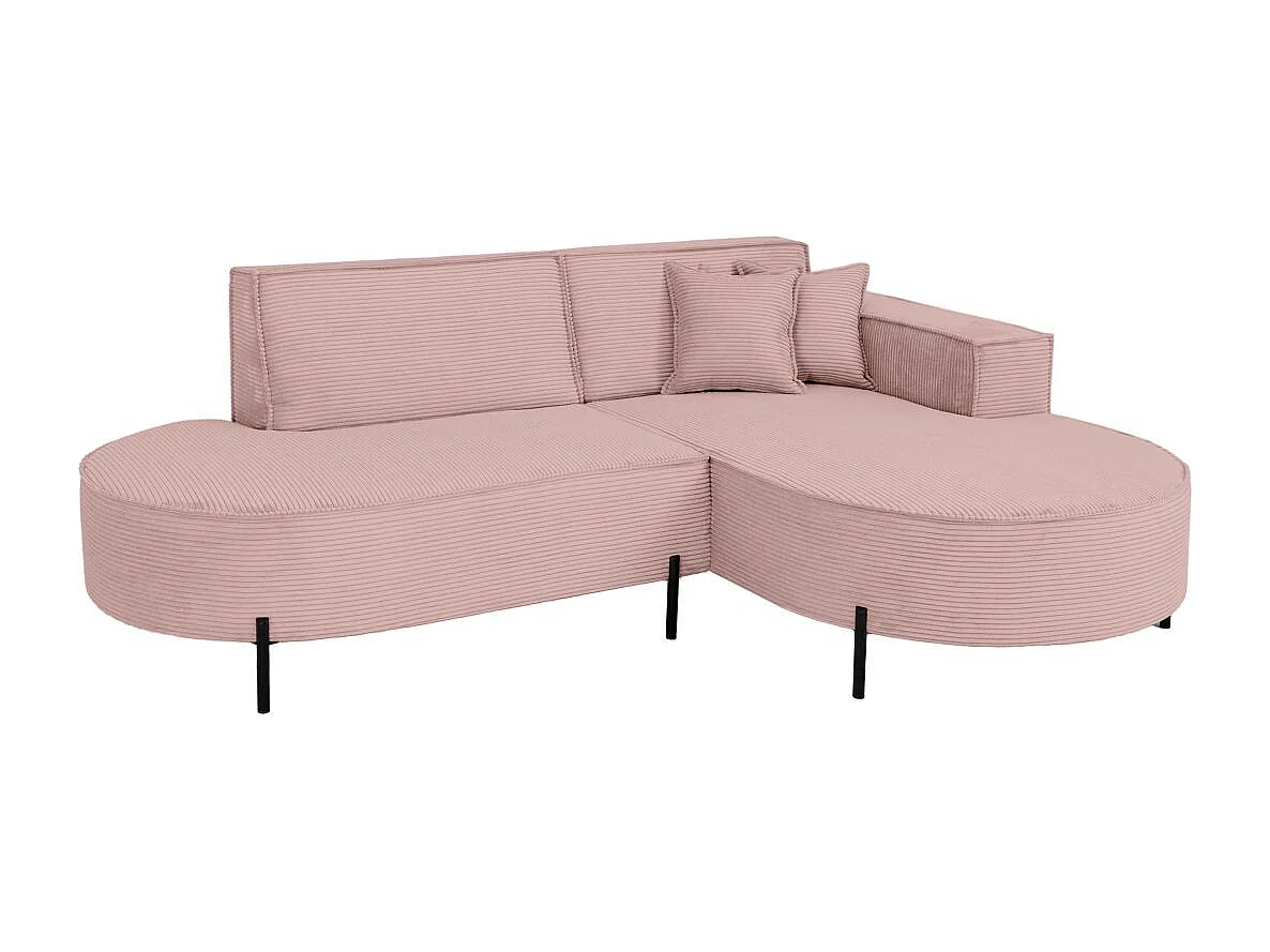 Canapé d'angle 4 places MARLON en velours côtelé - Rose