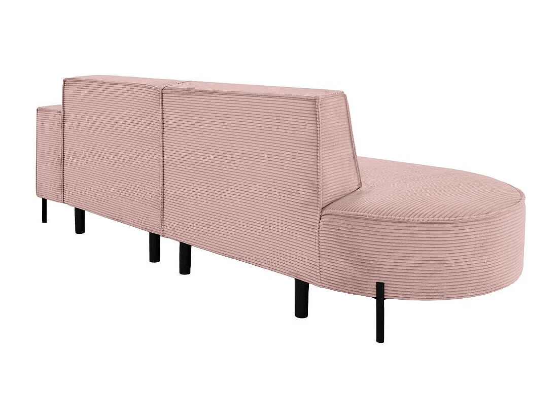 Canapé d'angle droit 4 places MARLON en velours côtelé - Rose