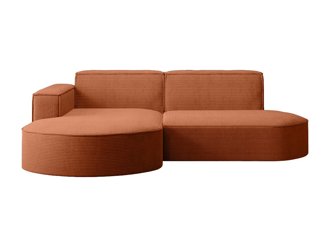 Canapé d'angle gauche 4 places MARLA en velours côtelé - Terracotta