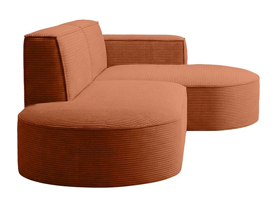 Canapé d'angle gauche 4 places MARLA en velours côtelé - Terracotta