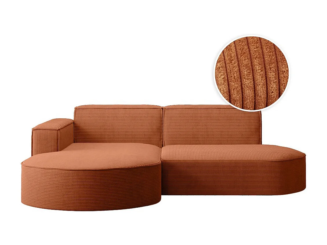 Canapé d'angle gauche 4 places MARLA en velours côtelé - Terracotta