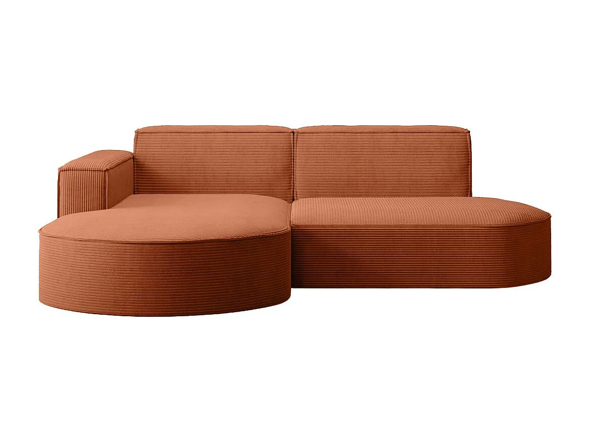 Canapé d'angle gauche 4 places MARLA en velours côtelé - Terracotta
