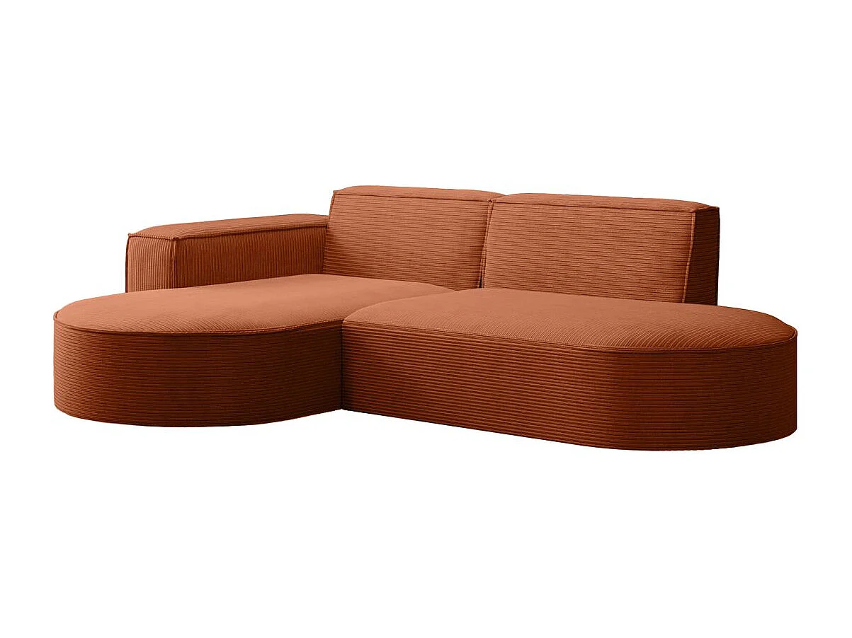 Canapé d'angle gauche 4 places MARLA en velours côtelé - Terracotta