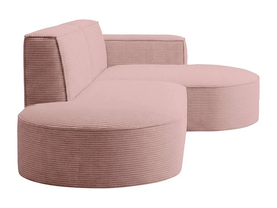 Canapé d'angle gauche 4 places MARLA en velours côtelé - Rose