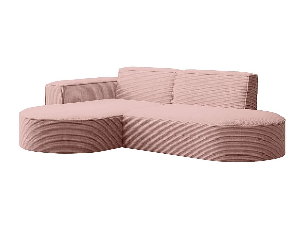 Canapé d'angle gauche 4 places MARLA en velours côtelé - Rose