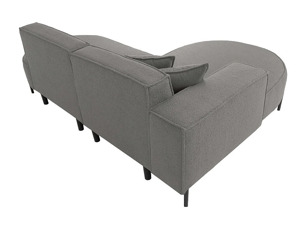 Canapé d'angle 4 places MARLON en tissu bouclette - Gris anthracite