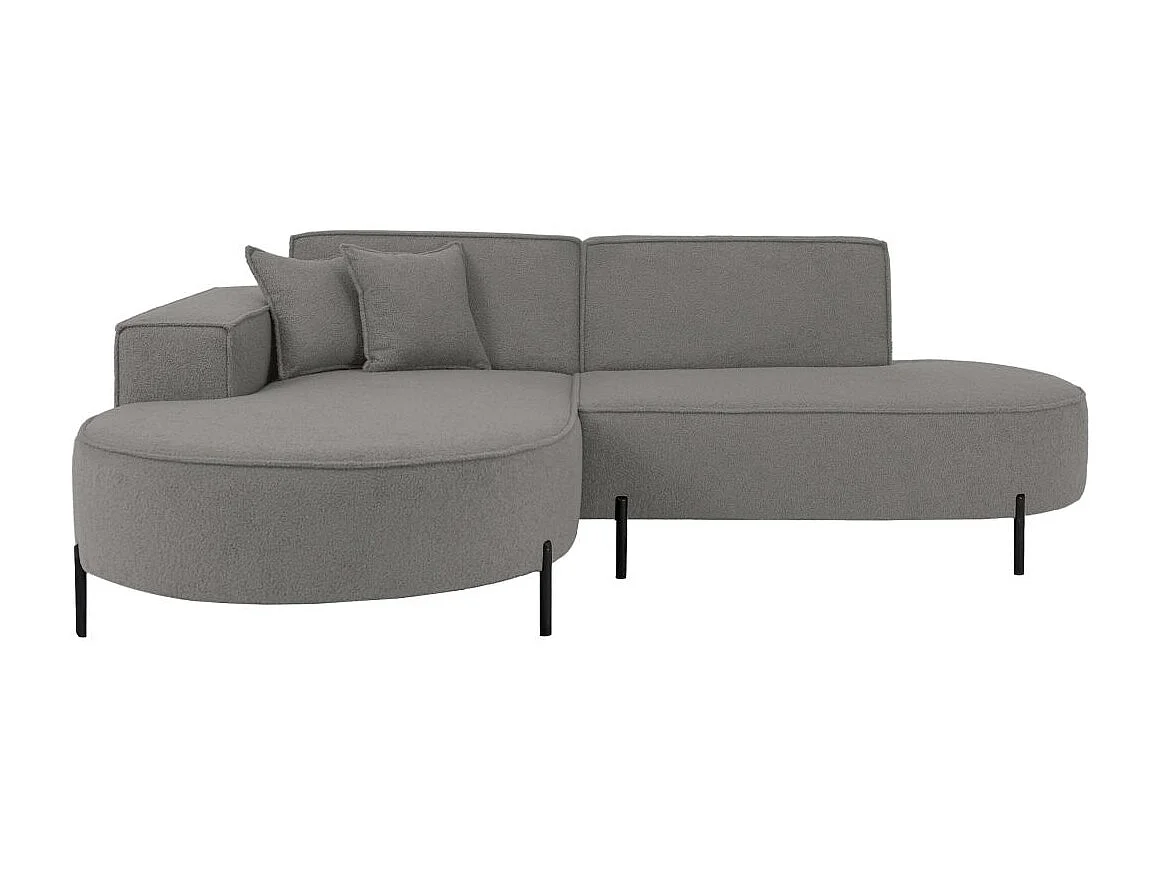 Canapé d'angle gauche 4 places MARLON en tissu bouclette - Gris anthracite