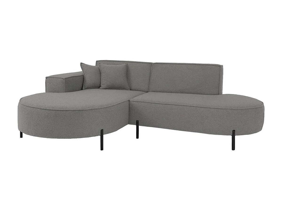 Canapé d'angle gauche 4 places MARLON en tissu bouclette - Gris anthracite