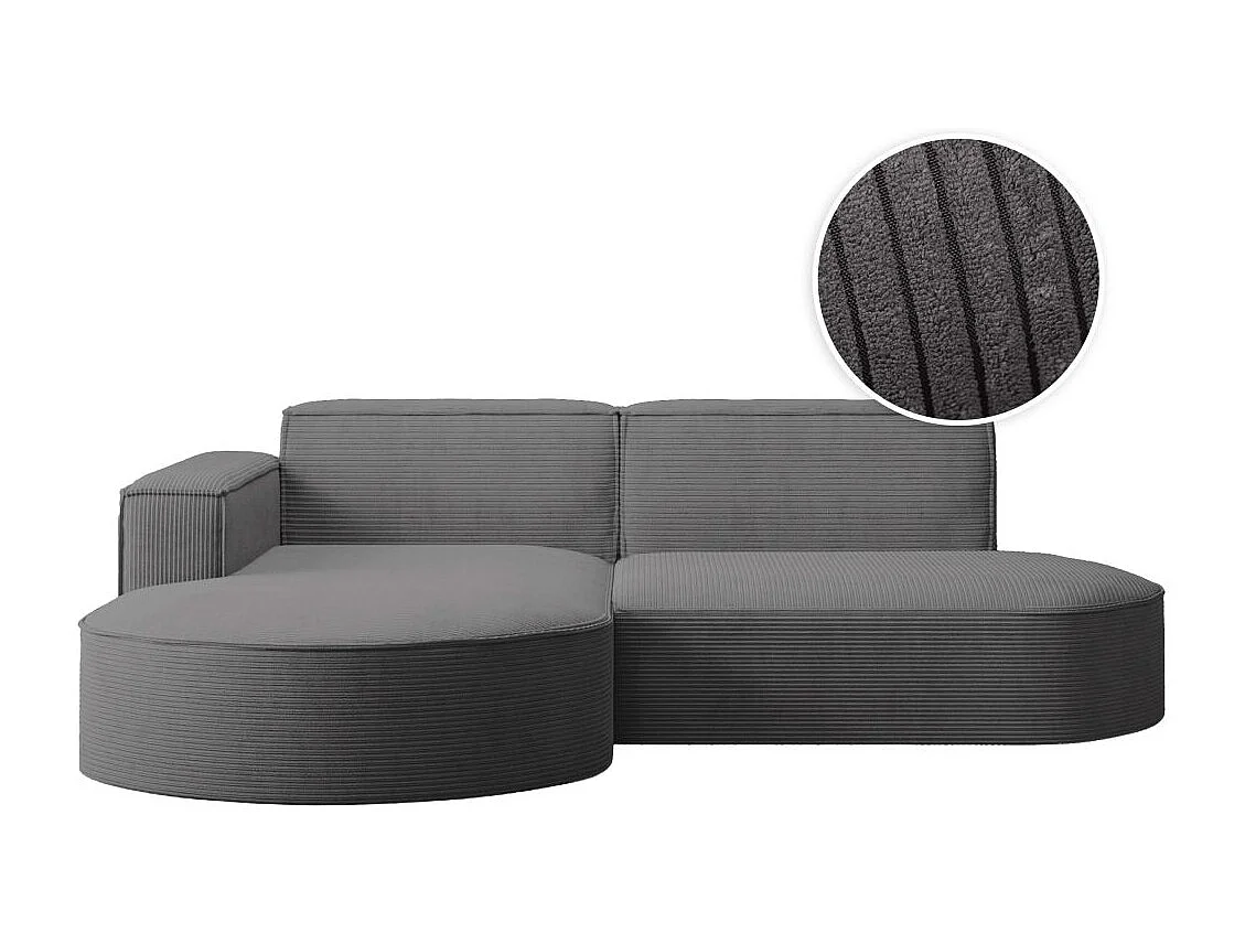 Canapé d'angle gauche 4 places MARLA en velours côtelé - Gris