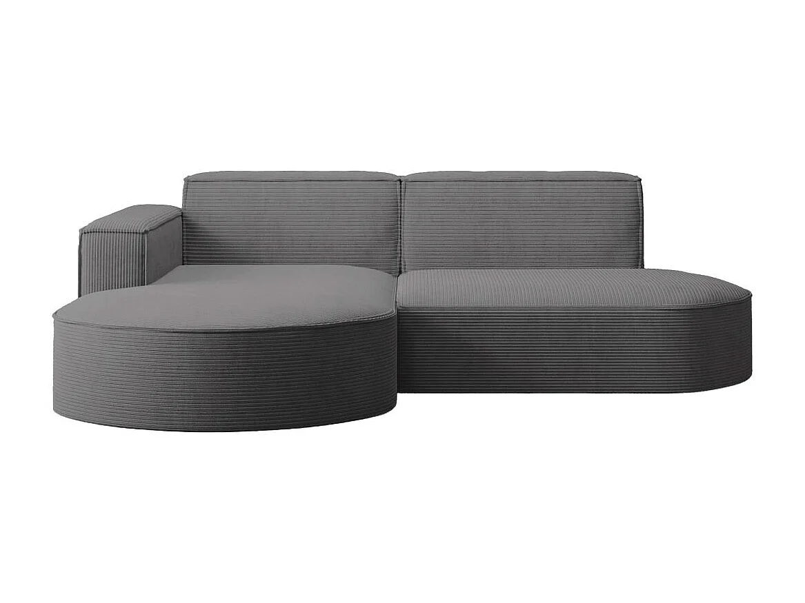 Canapé d'angle gauche 4 places MARLA en velours côtelé - Gris