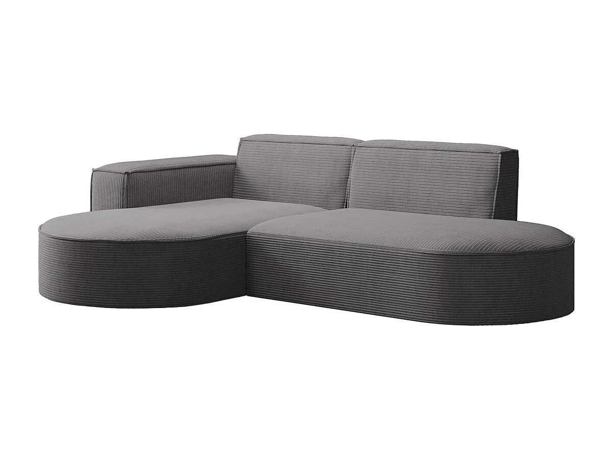 Canapé d'angle gauche 4 places MARLA en velours côtelé - Gris