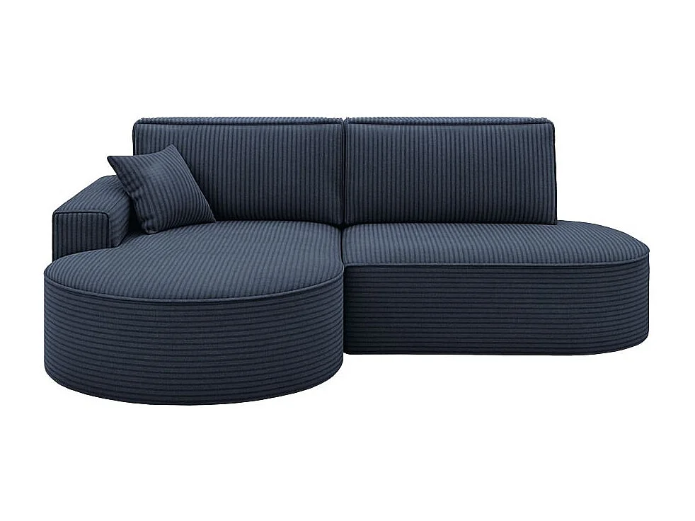 Canapé d'angle gauche convertible 4 places MARLO en velours cotelé - Bleu foncé