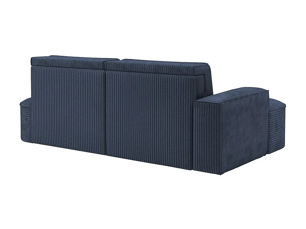 Canapé d'angle gauche convertible 4 places MARLO en velours cotelé - Bleu foncé
