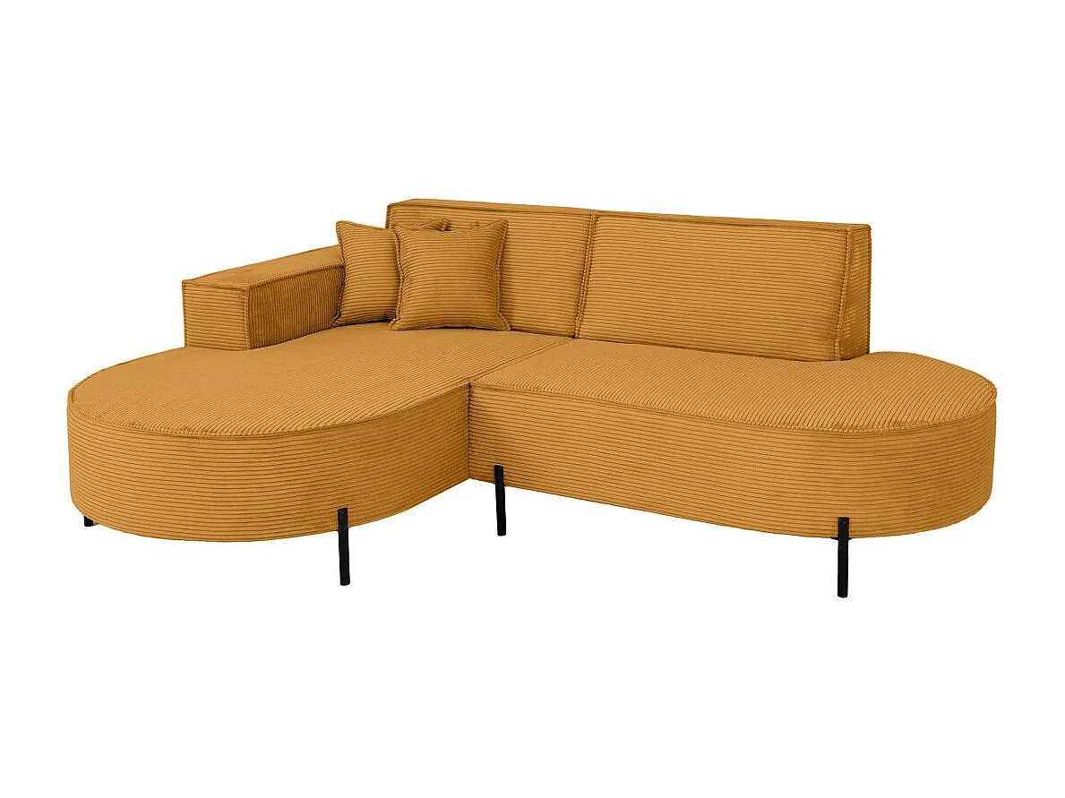 Canapé d'angle gauche 4 places MARLON en velours côtelé - Jaune