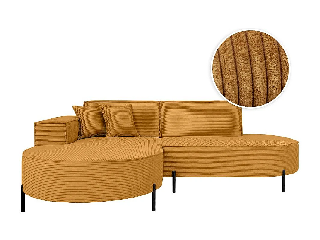 Canapé d'angle gauche 4 places MARLON en velours côtelé - Jaune