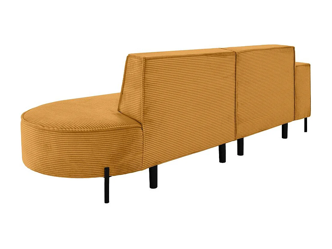 Canapé d'angle gauche 4 places MARLON en velours côtelé - Jaune