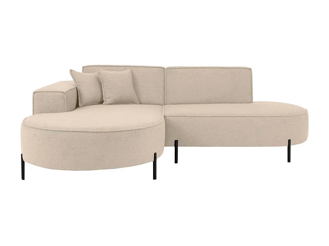 Canapé d'angle 4 places MARLON en tissu bouclette - Beige