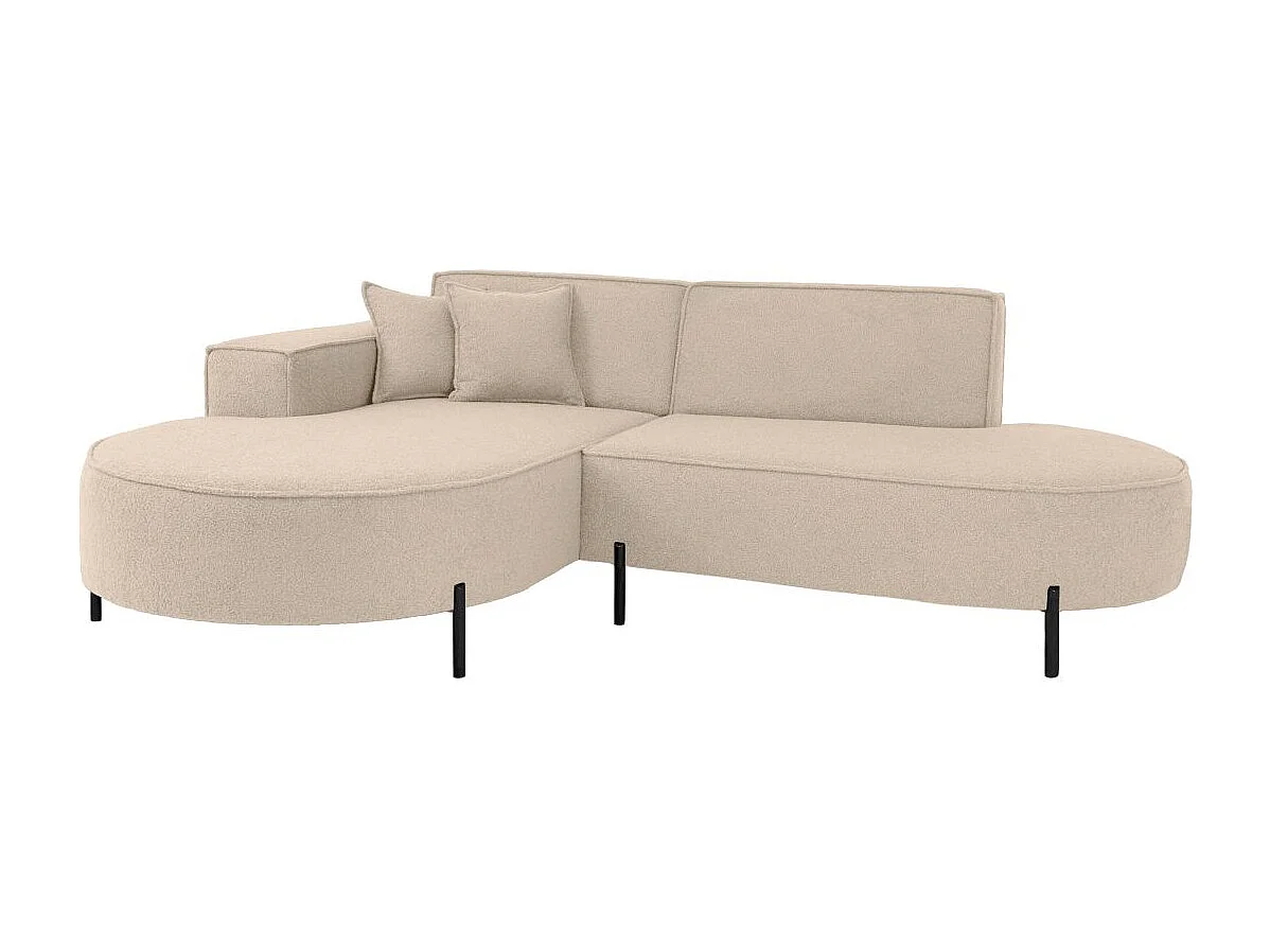 Canapé d'angle 4 places MARLON en tissu bouclette - Beige