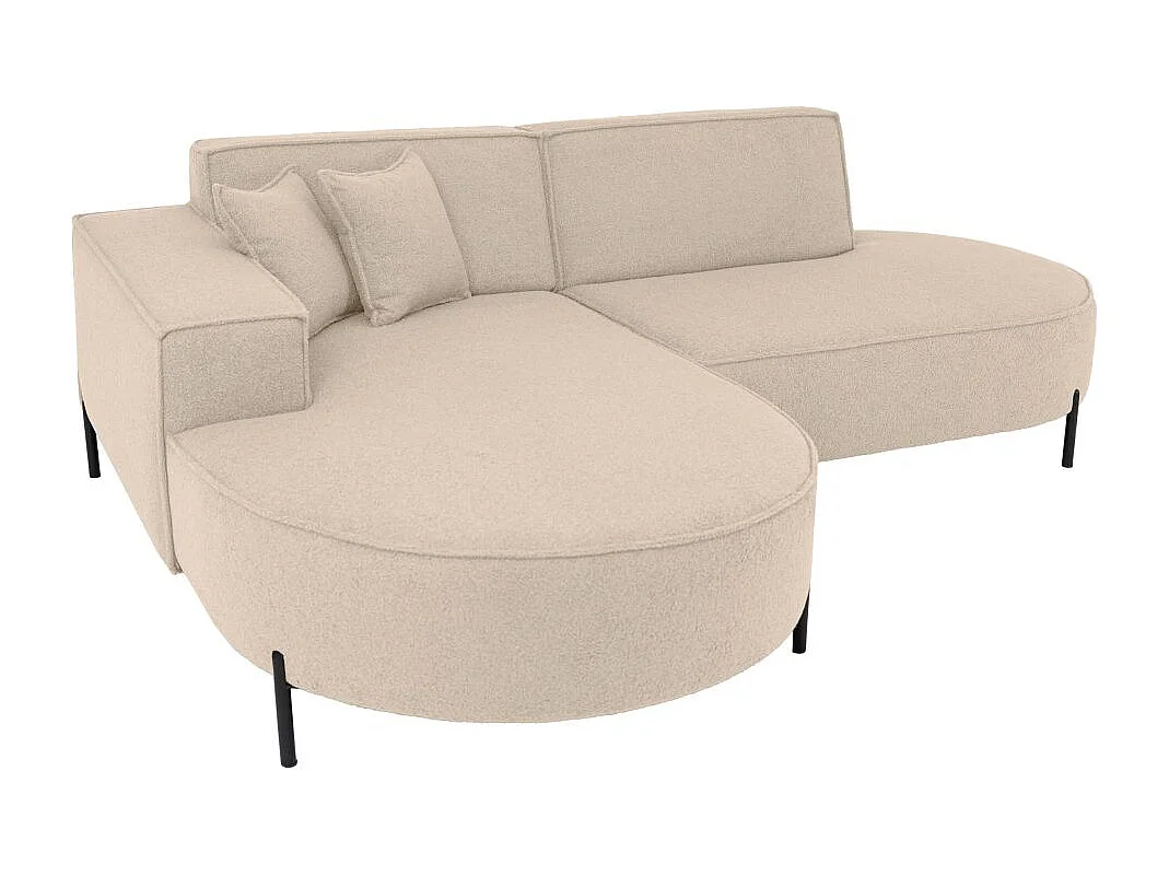 Canapé d'angle 4 places MARLON en tissu bouclette - Beige