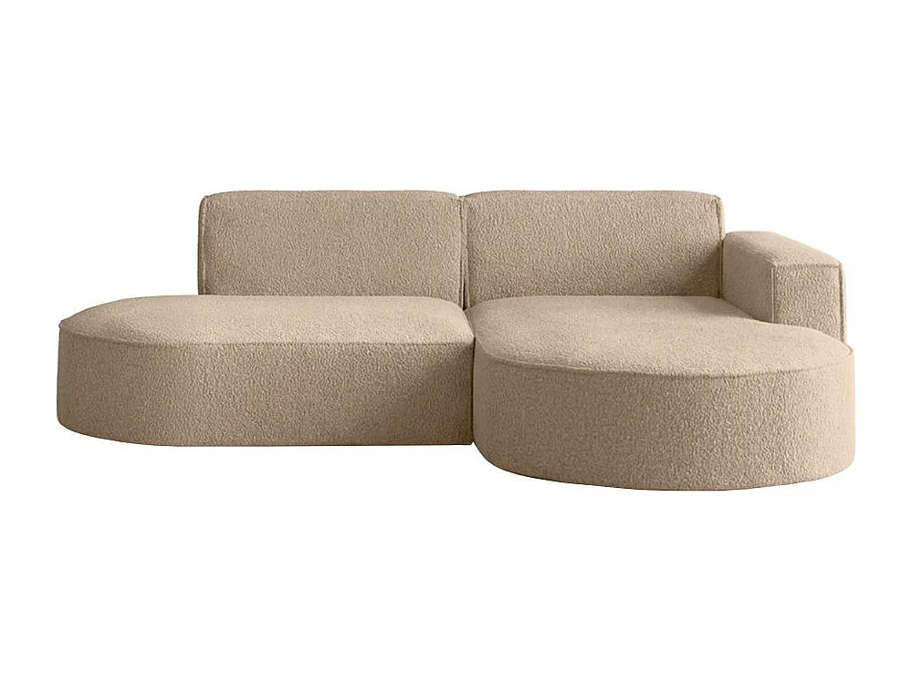 Canapé d'angle droit 4 places MARLA en tissu bouclette - Taupe