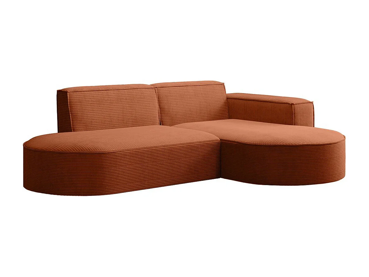 Canapé d'angle droit 4 places MARLA en velours côtelé - Terracotta