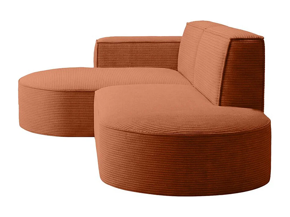 Canapé d'angle droit 4 places MARLA en velours côtelé - Terracotta