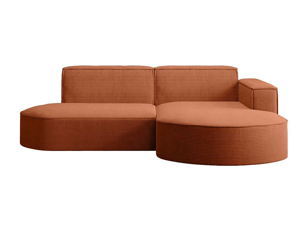 Canapé d'angle droit 4 places MARLA en velours côtelé - Terracotta