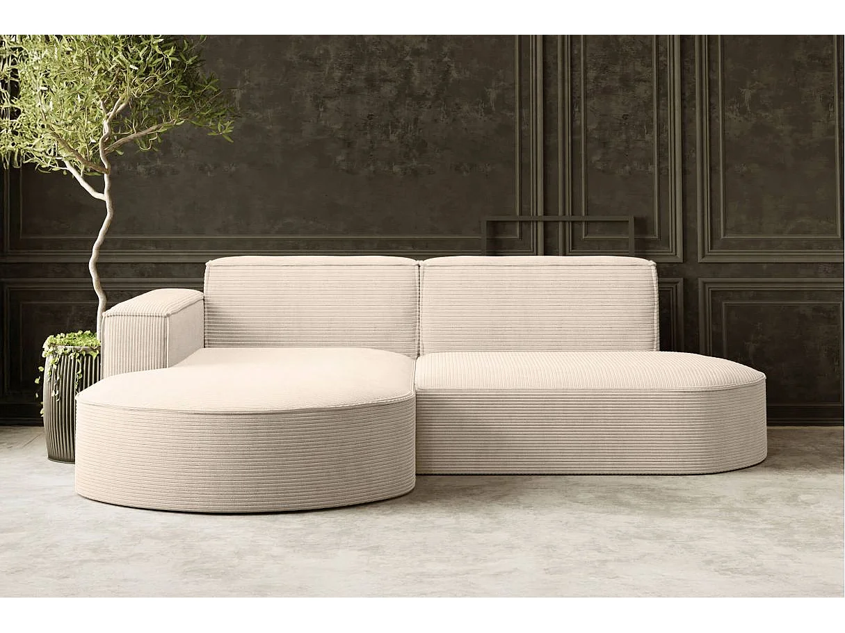 Canapé d'angle gauche 4 places MARLA en velours côtelé - Beige