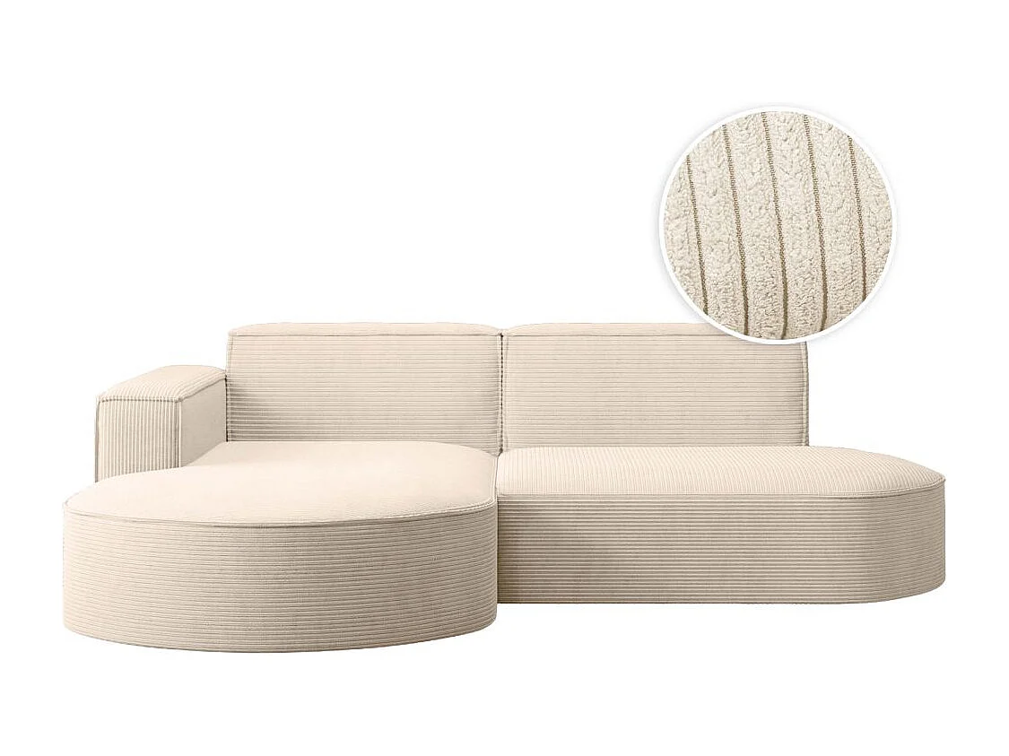 Canapé d'angle gauche 4 places MARLA en velours côtelé - Beige