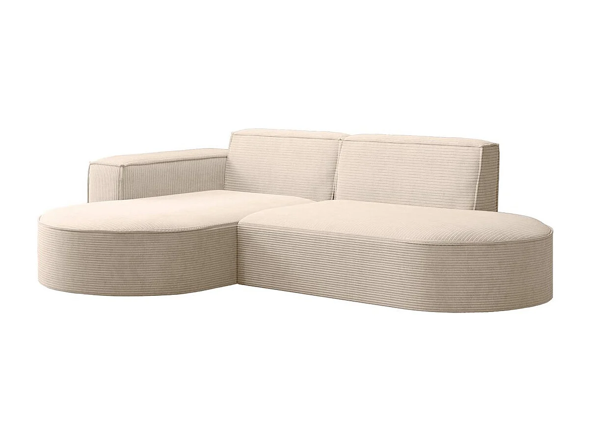 Canapé d'angle gauche 4 places MARLA en velours côtelé - Beige