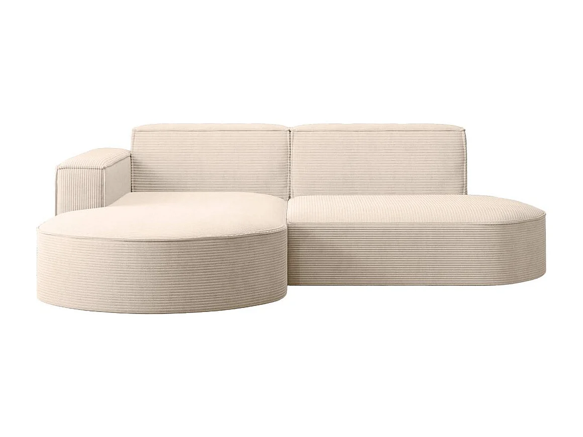 Canapé d'angle gauche 4 places MARLA en velours côtelé - Beige