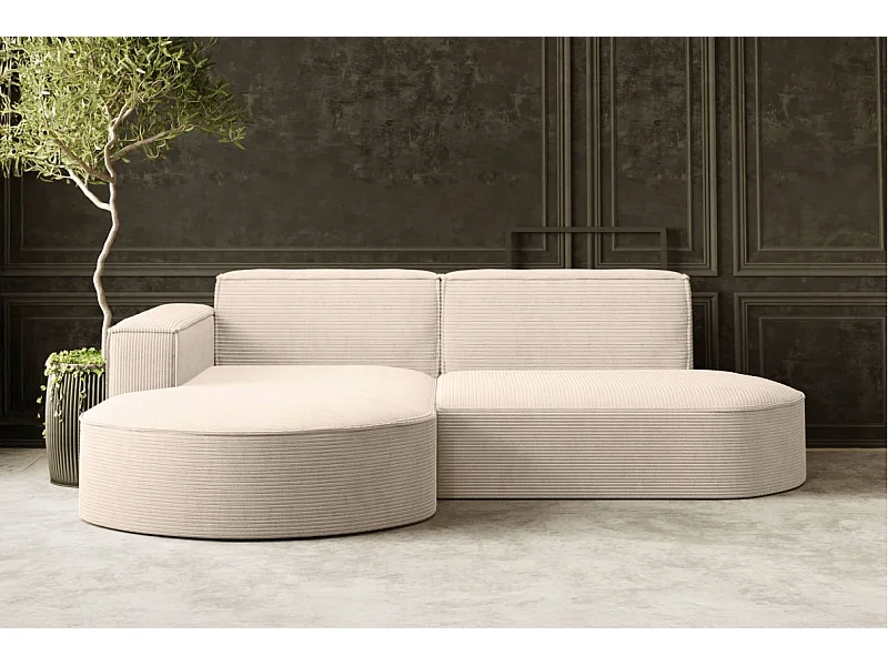 Canapé d'angle gauche 4 places MARLA en velours côtelé - Beige