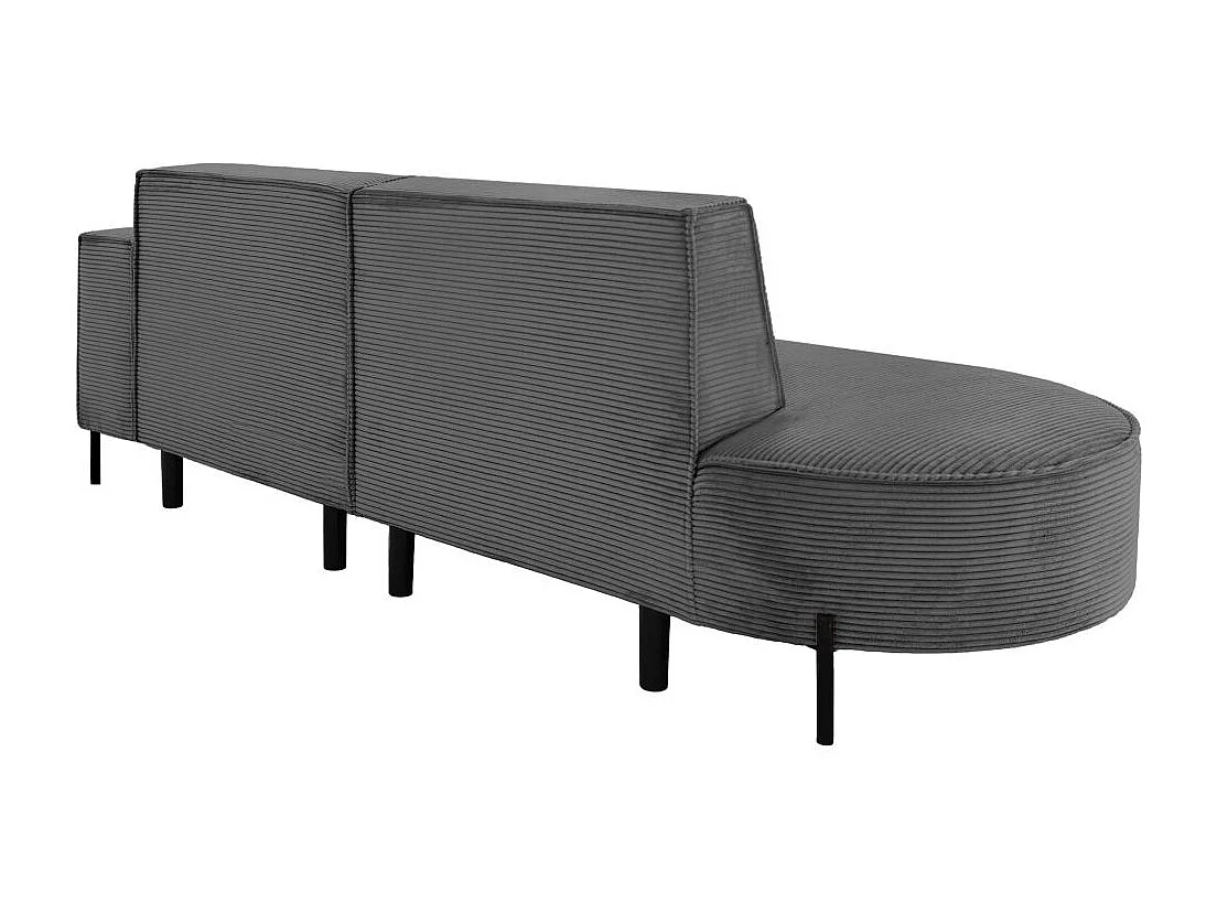 Canapé d'angle droit 4 places MARLON en velours côtelé - Gris