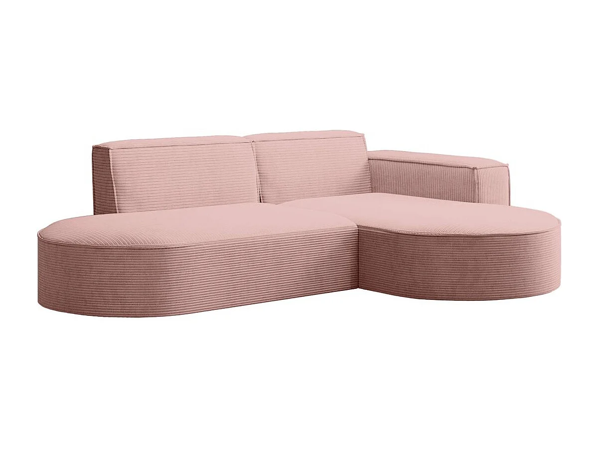 Canapé d'angle droit 4 places MARLA en velours côtelé - Rose