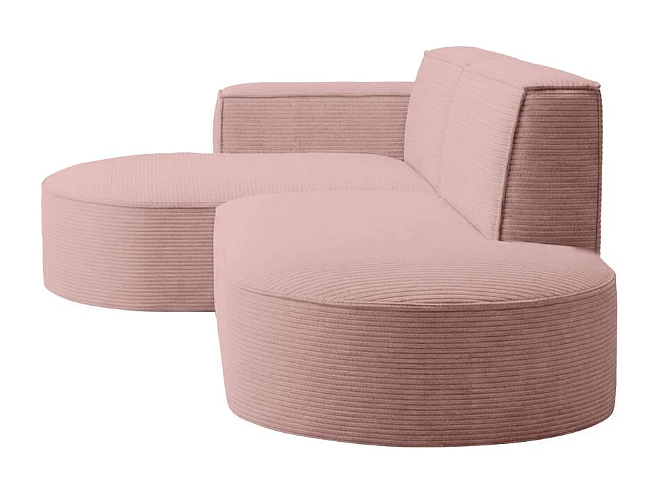 Canapé d'angle droit 4 places MARLA en velours côtelé - Rose