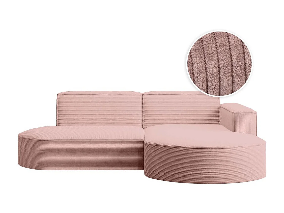 Canapé d'angle droit 4 places MARLA en velours côtelé - Rose