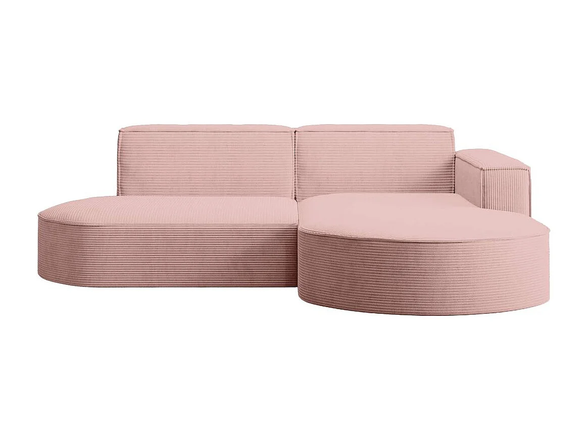 Canapé d'angle droit 4 places MARLA en velours côtelé - Rose