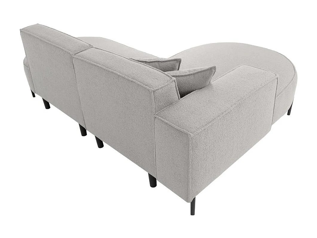 Canapé d'angle 4 places MARLON en tissu bouclette - Gris clair