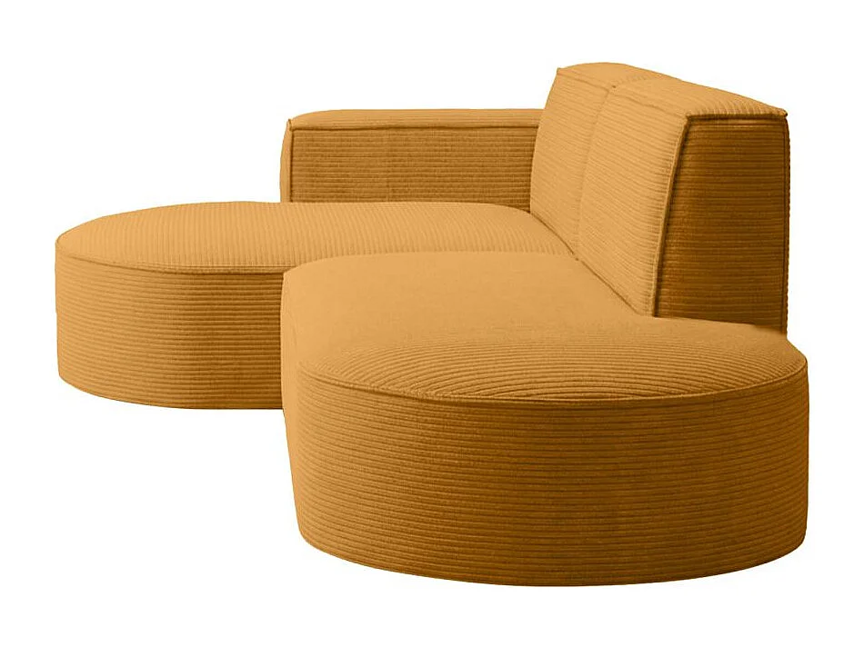 Canapé d'angle droit 4 places MARLA en velours côtelé - Jaune