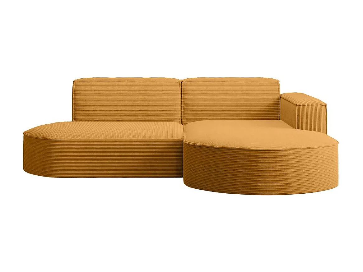 Canapé d'angle droit 4 places MARLA en velours côtelé - Jaune