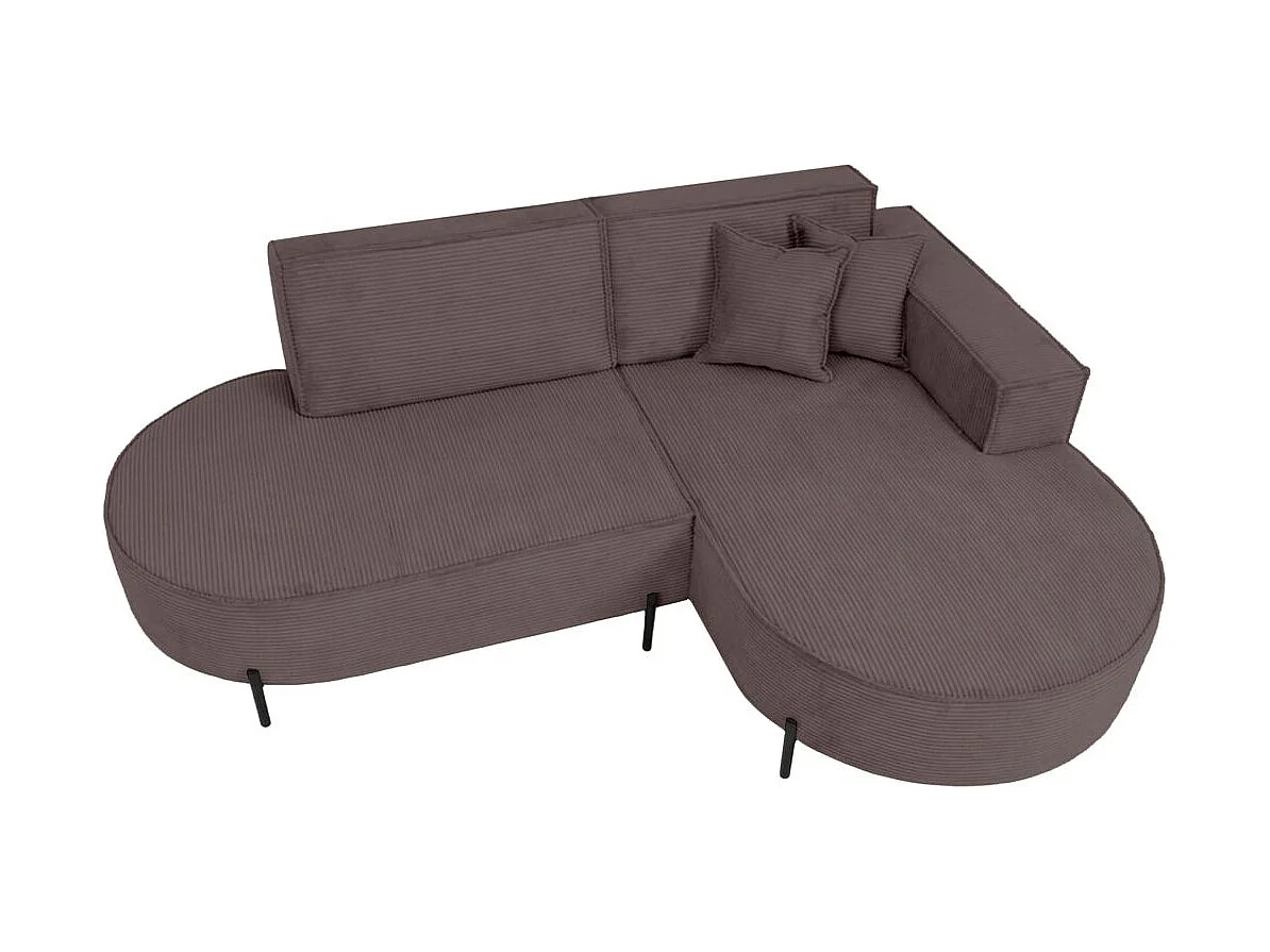 Canapé d'angle droit 4 places MARLON en velours côtelé - Marron glacé