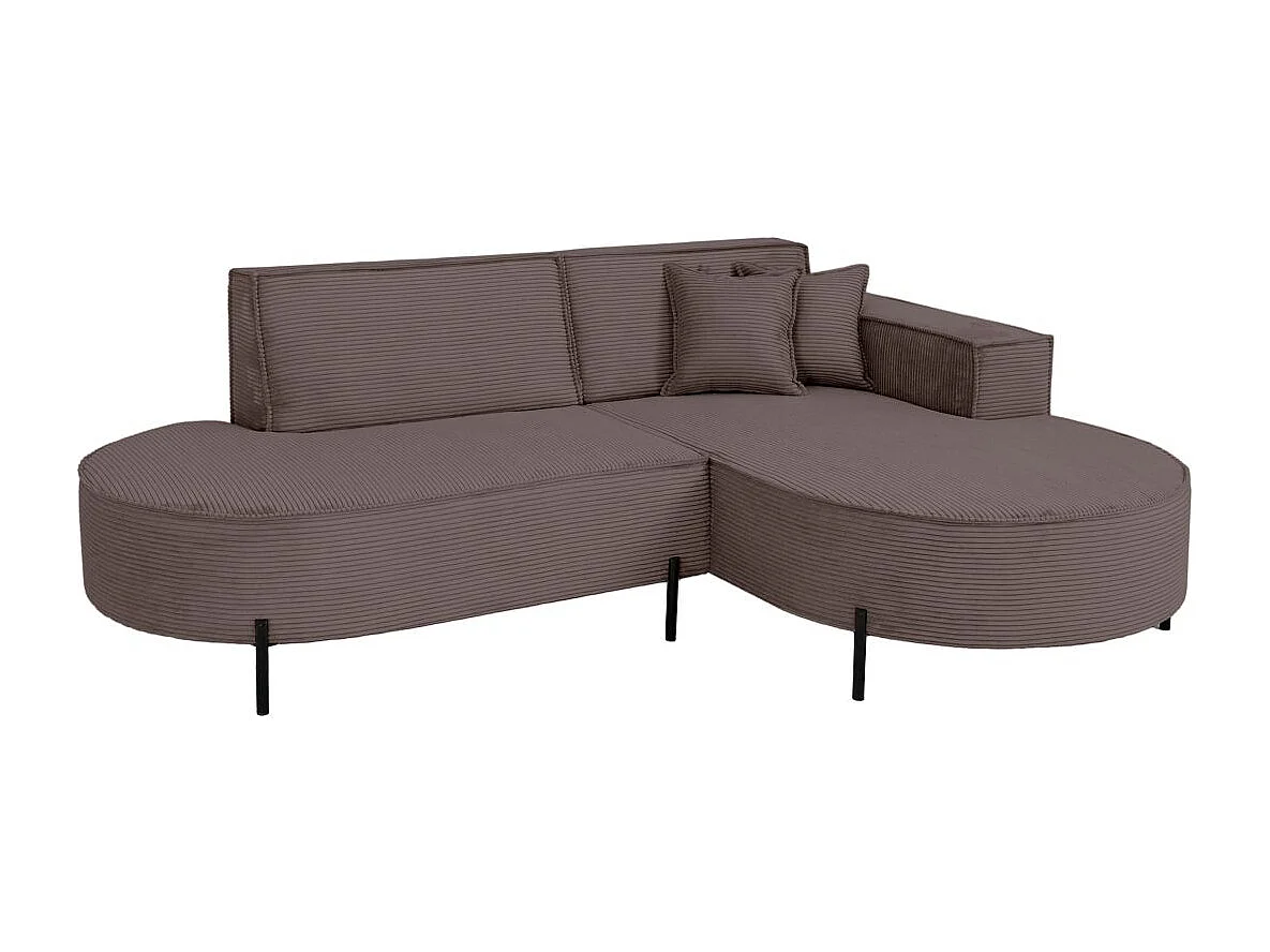 Canapé d'angle droit 4 places MARLON en velours côtelé - Marron glacé